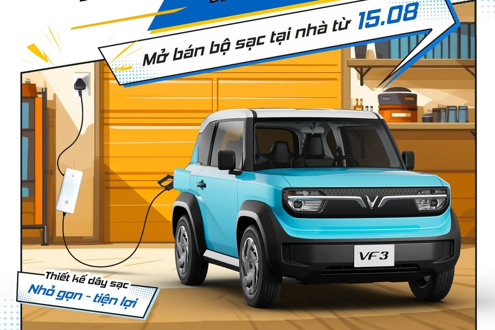 VinFast bán sạc tại nhà cho VF 3: Giá từ 4 - 6 triệu